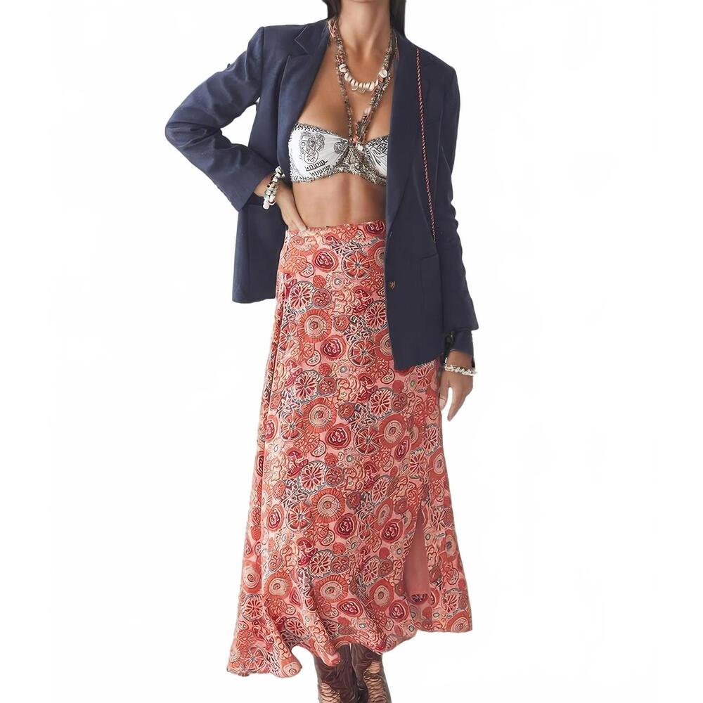 NEW MAISON HOTEL fabia maxi skirt in coral